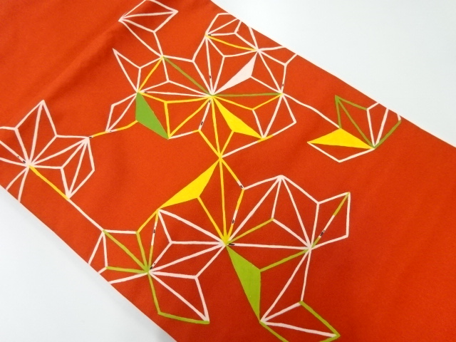 リサイクル　変わり麻の葉模様名古屋帯